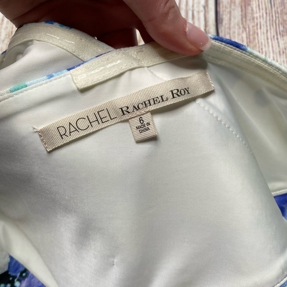 RACHEL Roy Off The Shoulder Watercolor Floral A-Line Mini Dress Size 6 - Picture 8 of 13